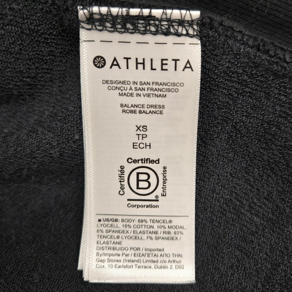 Athleta Balance Dress Black Tencel Blend Long Sleeve‎ Pocket Shift Mini XS - Picture 9 of 9